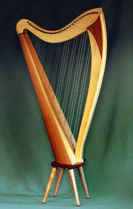 32 String Celtic Style Harp in cherry and maple with legs