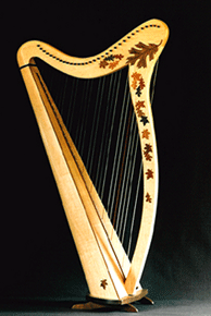 32 String Harp with Falling Leaves Motif
